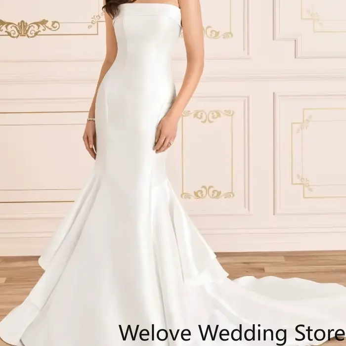 Robe de mariée sirène en satin ivoire rose novias avec col tube et soutien-gorge intégré pour femmes élégantes occasions spéciales