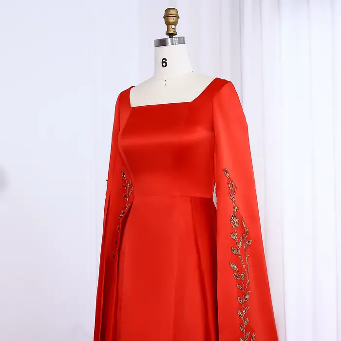 Sharon Said robe de soirée rouge Royal avec broderie florale dorée manches Cape fête de fiançailles pour mariage SS568 personnalisé