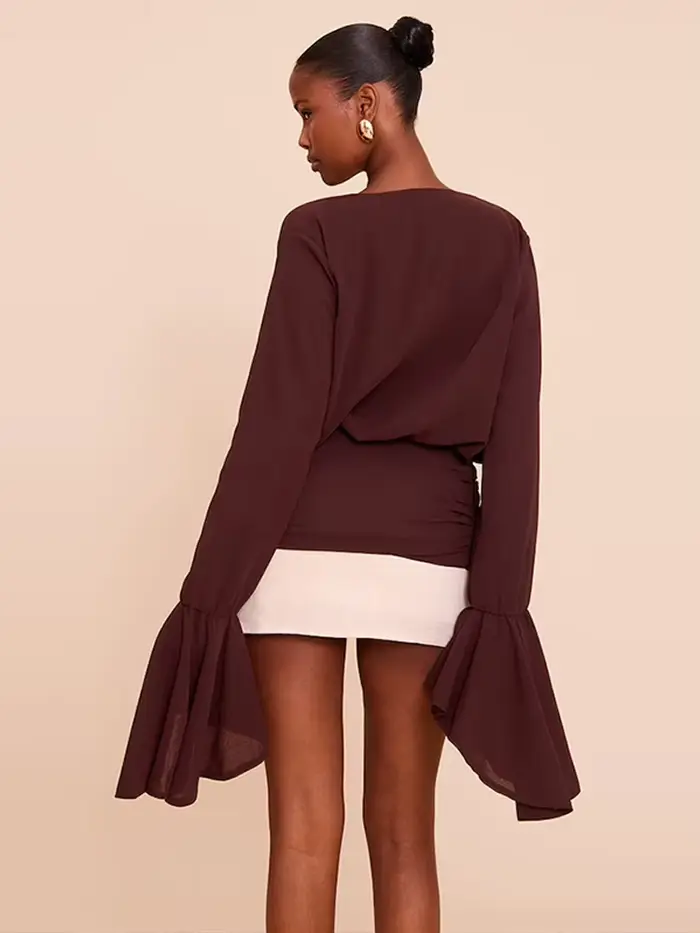 Robe courte Sexy à col en v profond pour femmes