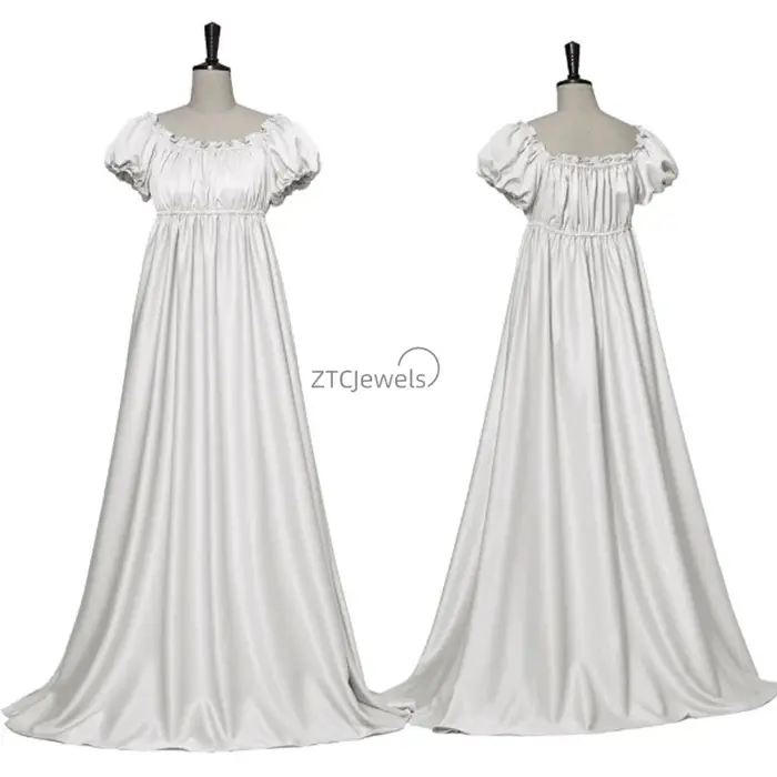 Robe Médiévale Victorienne à Manches Courtes pour Femme