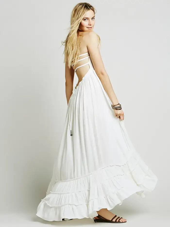 2025 robe de plage robes Sexy Boho bohème personnes vacances été longue dos nu coton femmes fête Hippie