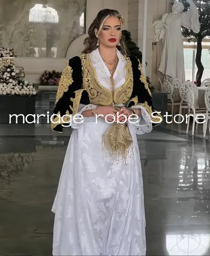 Robes de soirée noires et blanches pour mariée albanaise