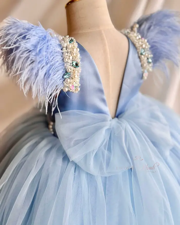 Robe de demoiselle d'honneur bleue avec cape personnalisable pour fêtes pour enfants, reconstitution historique, anniversaire, première communion