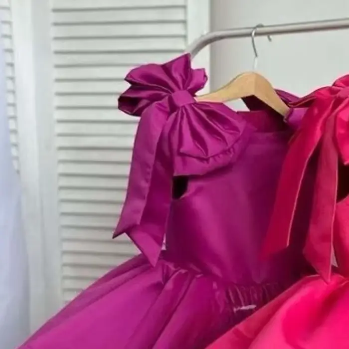 Robe de baptême pour bébé fille, tenue de princesse élégante avec nœud 3D, minimaliste, pour cérémon