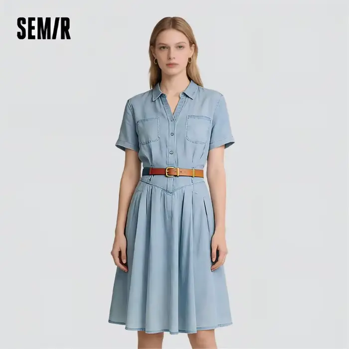 Robe en jean Semir pour femme, taille cintrée, boutonnée, nouvelle collection été 2025, robe midi ra