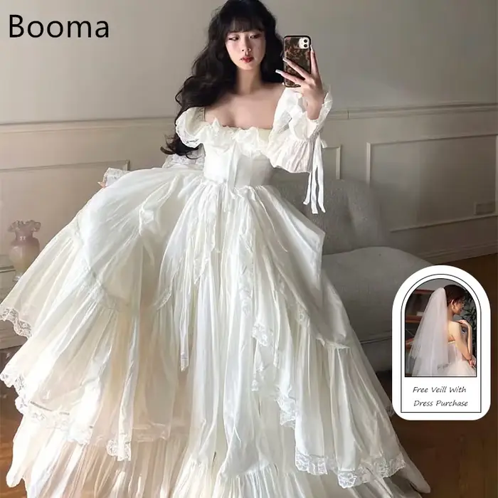 Booma-Robes de mariée A-ligne en dentelle