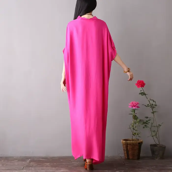 Robe vintage en coton ample et décontractée style chauve-souris pour femmes grandes tailles robes estivales longues maxis ocassions spéciales années 20 vintage style décontracté polyester viscose