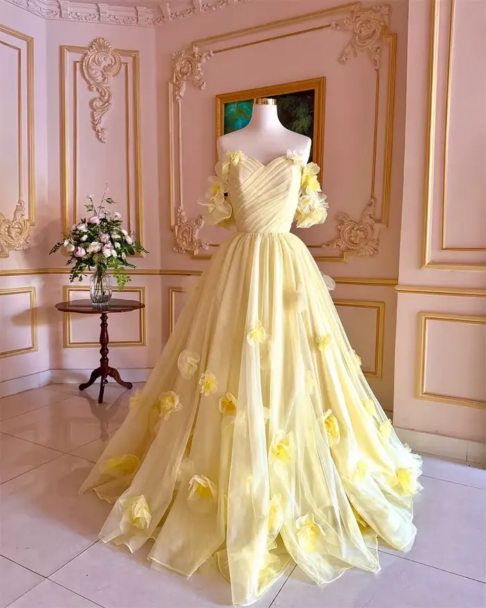 Robe de soirée en soie longue avec dentelle et appliques modèle Mila pour cérémonie officielle mariage et occasion spéciale