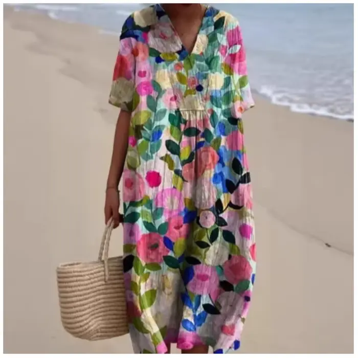 Robe d'été simple à motifs floraux 2026 – Nouvelle collection femme : Confortable
