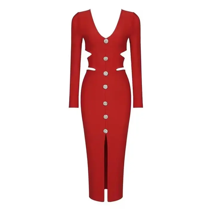 Robe mi-longue à bandes pour femmes