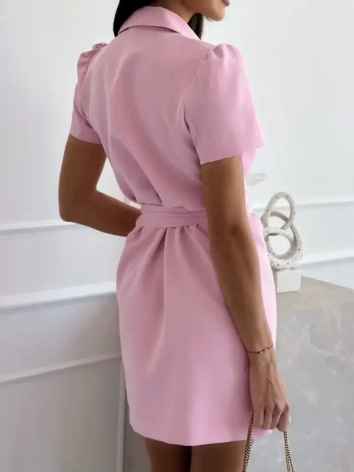 Robe décontractée polyester à double boutonnage avec écharpes pour femmes élégantes occasions spéciales