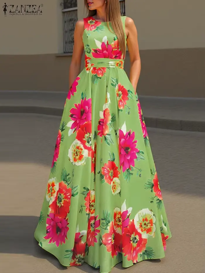 ZANZEA femmes Robe bohème mode imprimé fleuri débardeur