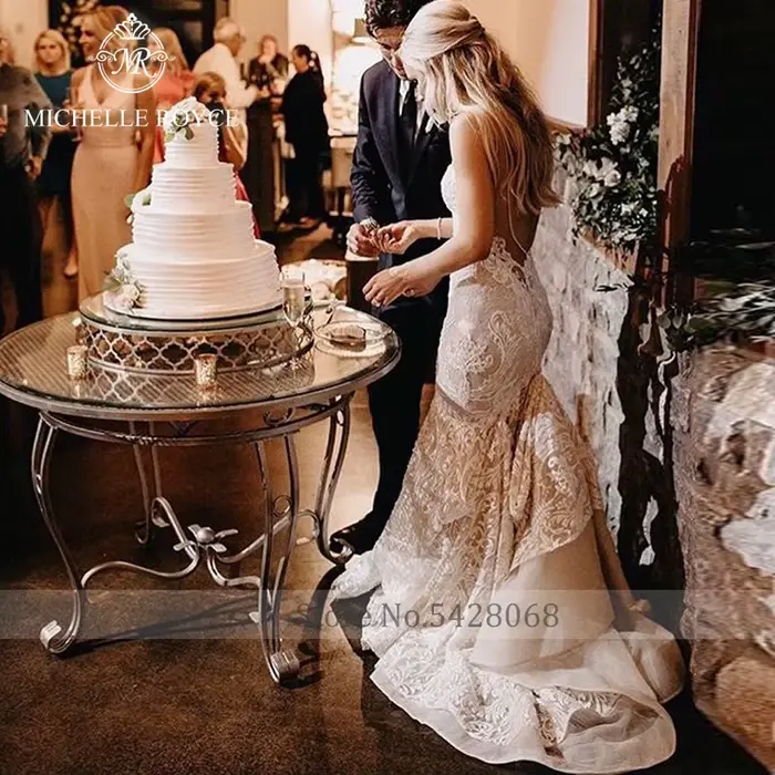 Robe de mariée Michelle Royce sirène sans manches appliques dos nu train de chapelle pour cérémonie de mariage et occasions spéciales