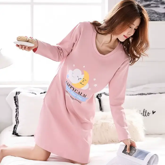 Grande taille dessin animé chemise de nuit nuisette pour femmes robe