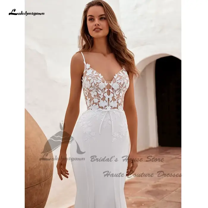 Yanshmigown-Robes de mariée sirène classiques pour femmes