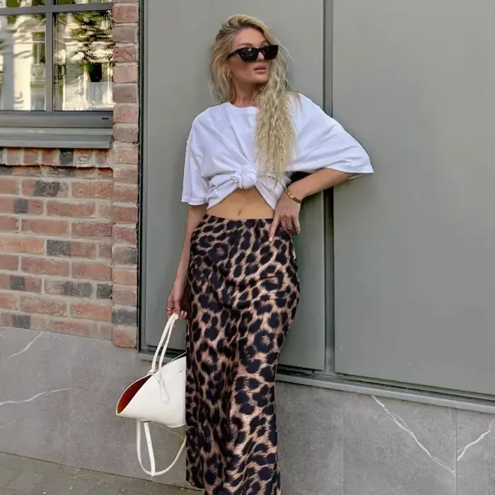 Robe taille haute imprimé léopard pour femmes, élégante et confortable, style normcore/minimaliste, robe de banlieue en forme de A, printemps été, occassions spéciales