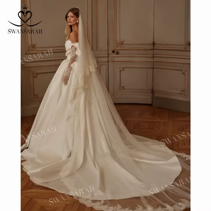 Robe de mariée Chérie a-ligne vintage perles arc princesse personnalisée fête SwanSarah haute couture
