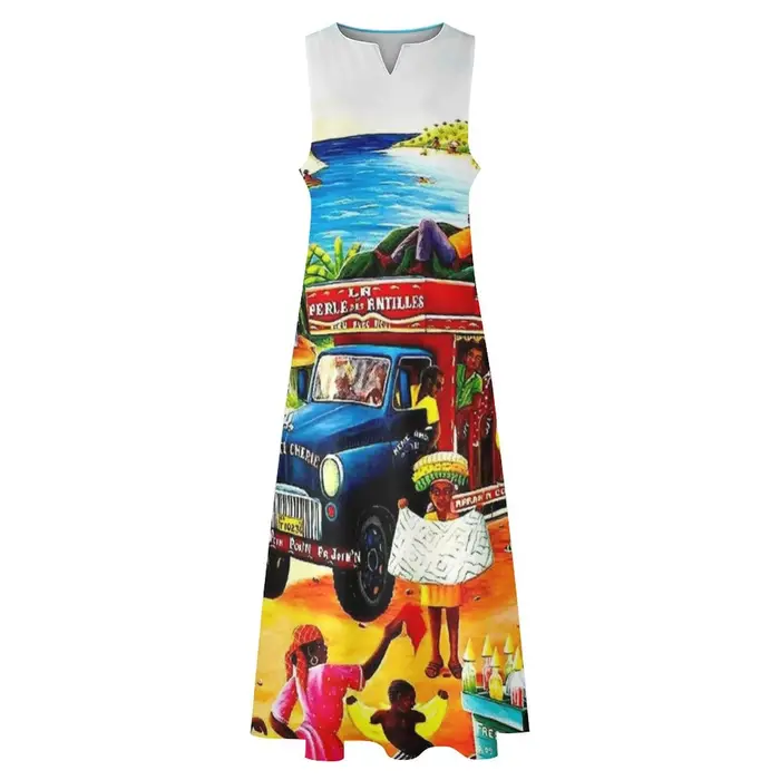 Robe longue imprimée vintage pour femme