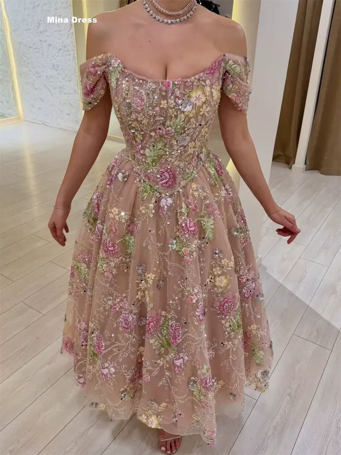 Robe de soirée élégante rose sur mesure dos nu avec paillettes et fleurs 3D pour cérémonies et événements spéciaux UXST