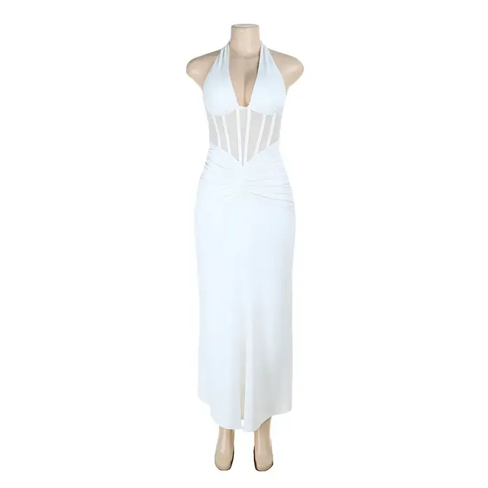 Robe longue élégante blanche pour femme