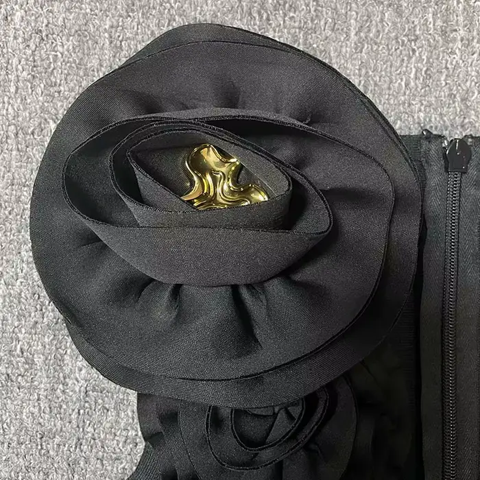 Robe moulante sexy en dentelle rouge 3D à manches longues pour femmes, robe de soirée élégante pour