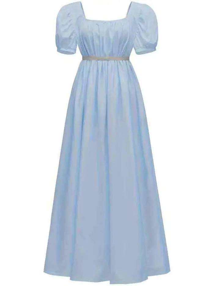 Robes régence pour femmes robe de thé victorienne avec ceinture en satin robe de bal vintage à volan