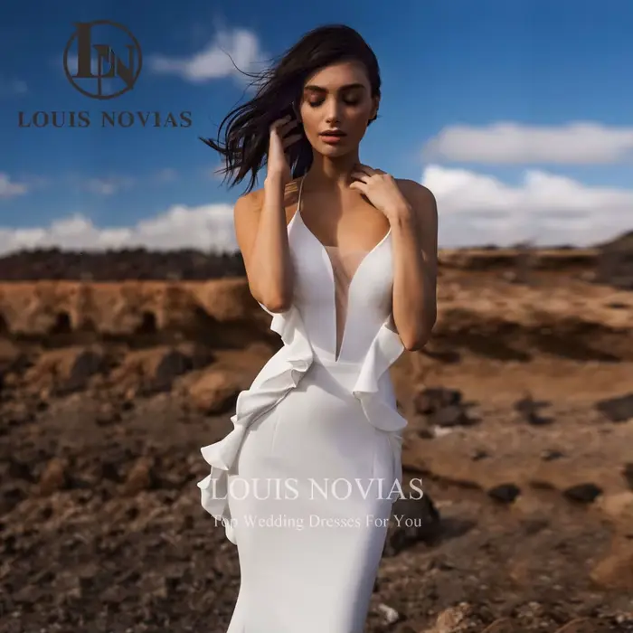 Modiis-Robes de mariée sirène dos nu pour femmes
