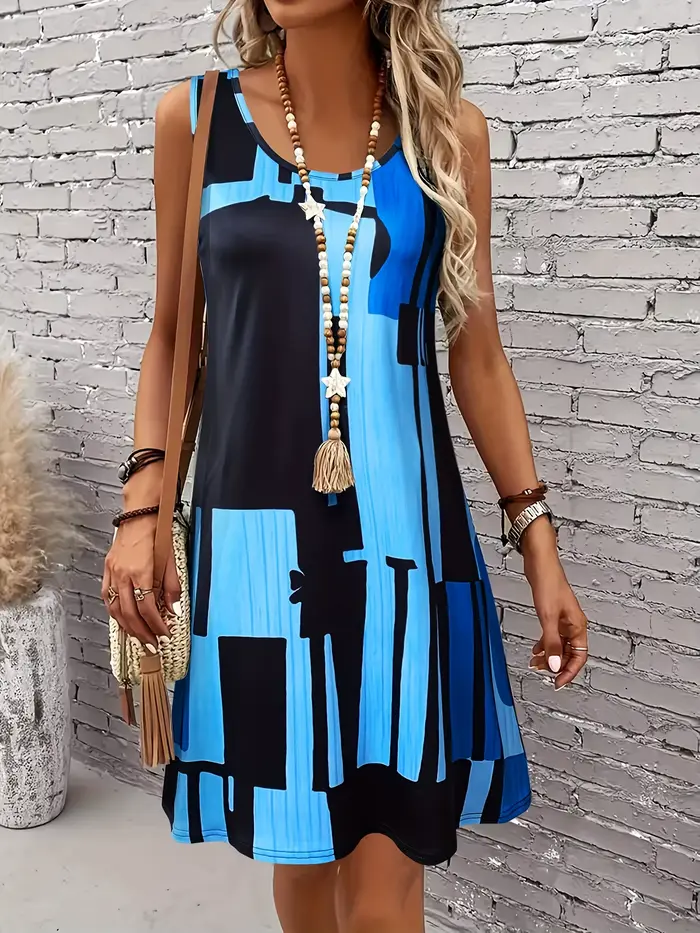 Robe sans manches à motif géométrique pour femmes
