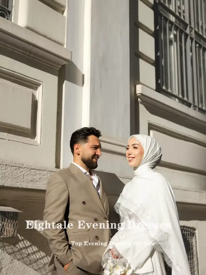 Robe de Mariée Arabe Eightale Personnalisée avec Appliques en Dentelle et Décoration en Perles pour Femmes Occasions Spéciales Cérémonies Gala