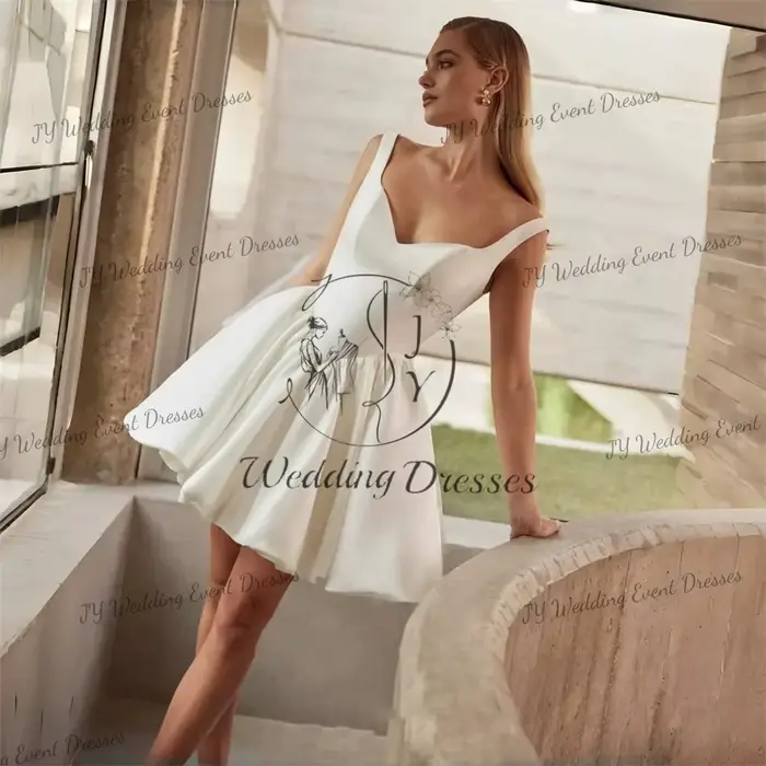 Robe de mariée moderne JY en satin ivoire