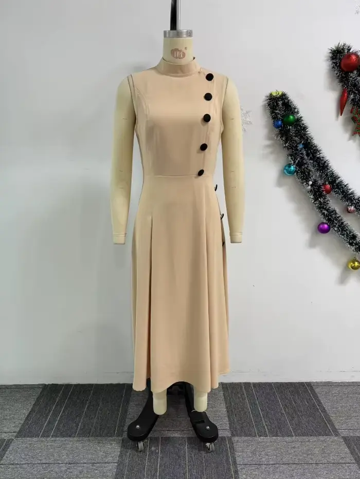 Robe trapèze kaki pour femmes