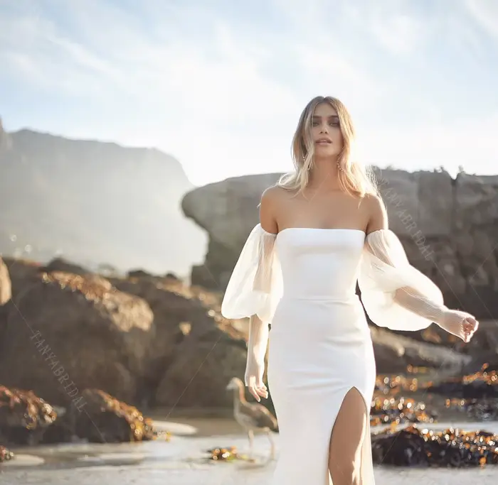 Ensemble de Manches de Mariage en Tulle Plissé Silhouette de Crêpe Boho Rêveur Accessoires Simples pour Mariée Chic Occasions Spéciales