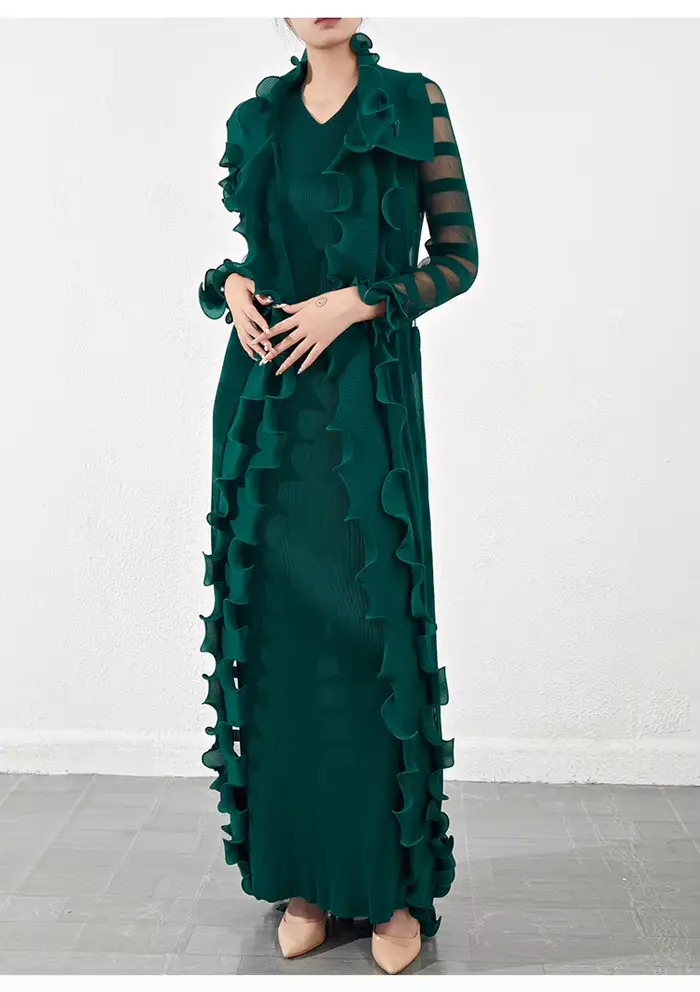 Robe à volants PY élégante pour femmes printemps été automne style moderne ample volants deux pièces occasions spéciales