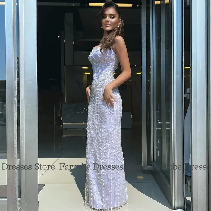 Robe fourreau en satin bleu ciel à encolure carrée élégante pour femmes occasions spéciales soirée gala mariage