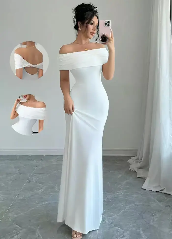 Robe de soirée à épaules dénudées