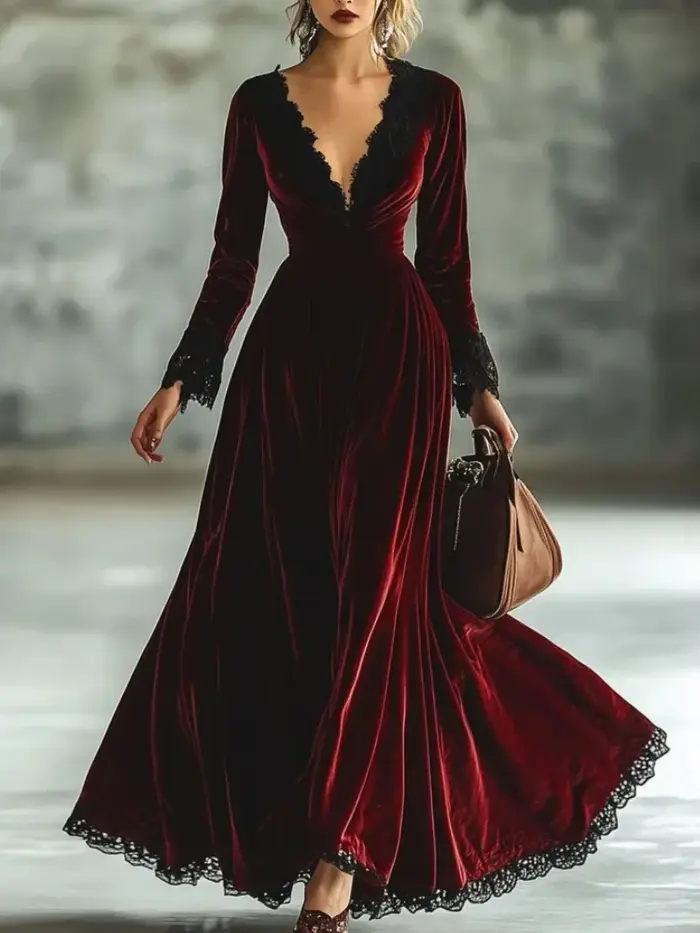 Robe de soirée élégante en velours pour femmes