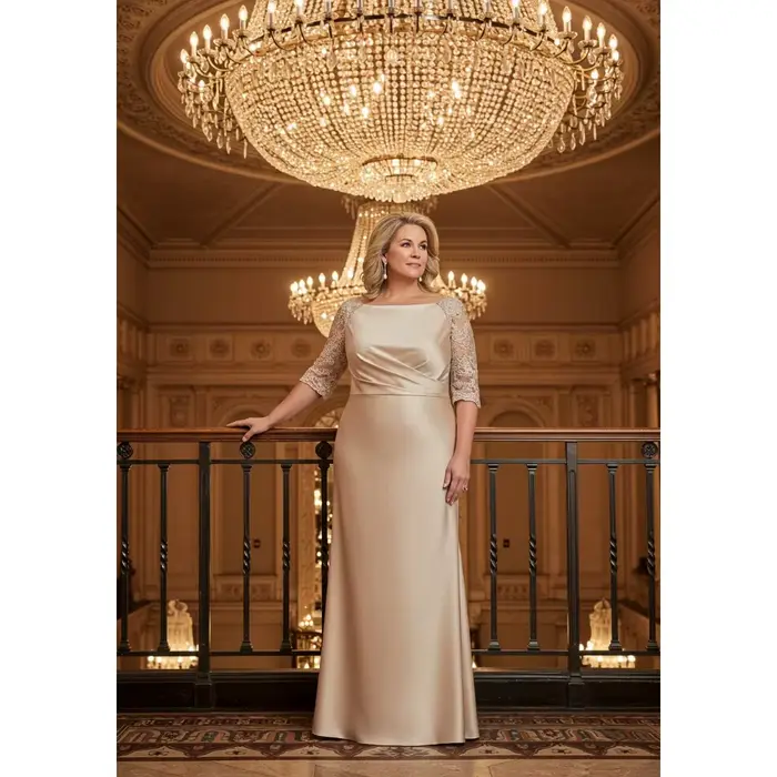 Robes de mère de la mariée personnalisées en dentelle et satin 2026 – Tenue de soirée de luxe pour femme