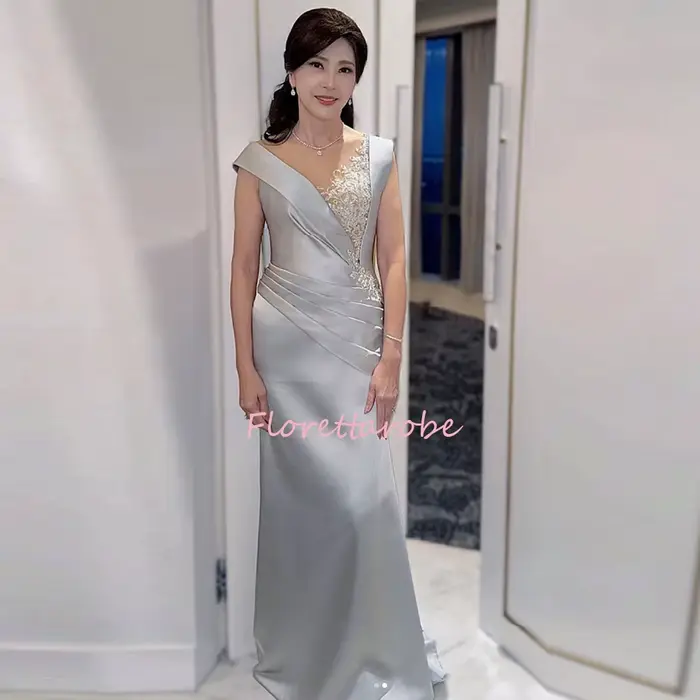 Robe de soirée de mariage élégante, robes pour mère du marié, robes en dentelle avec appliques, robe
