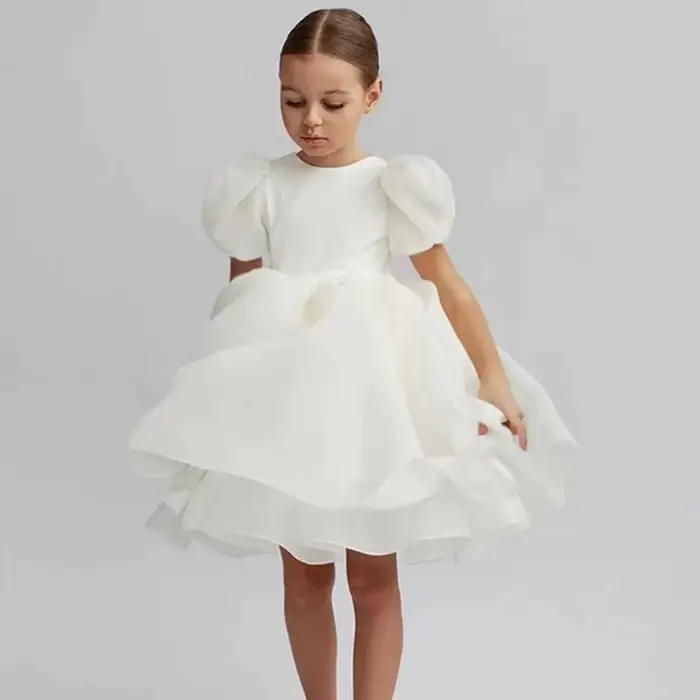 Robe blanche à fleurs pour filles