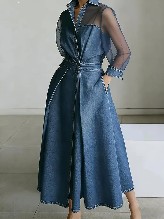 Robe trapèze en jean streetwear pour femme