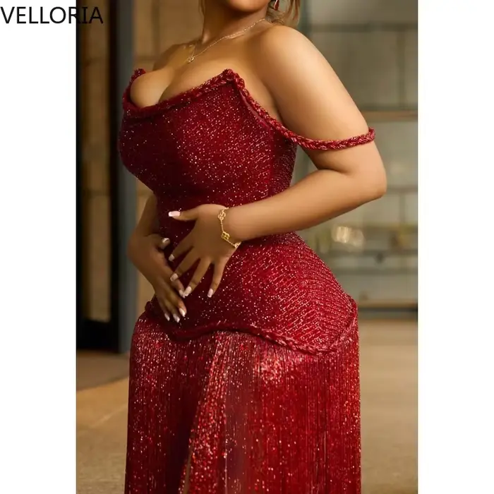 Robe de soirée à franges marron sans manches bustier perlé pour femmes occasions spéciales soirée officielle élégante à offrir