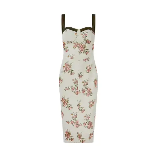 Ensemble de robe deux pièces pour femme, veste en cuir et robe à bretelles florales, tenue décontrac