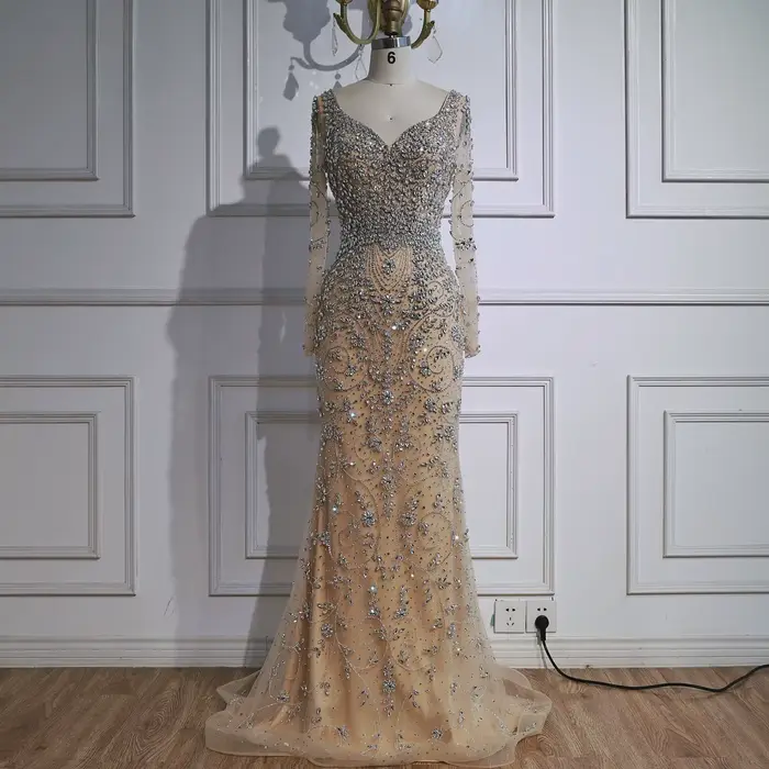 Robe de soirée élégante SERENE HILL en polyester avec décolleté en V pour femmes arabes soirées officielles et mariages
