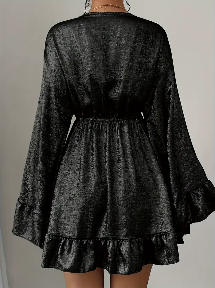 Robe mini en velours noir pour femme