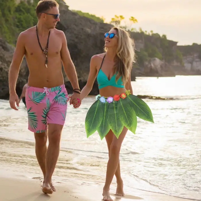 Jupe hawaïenne à feuilles vertes