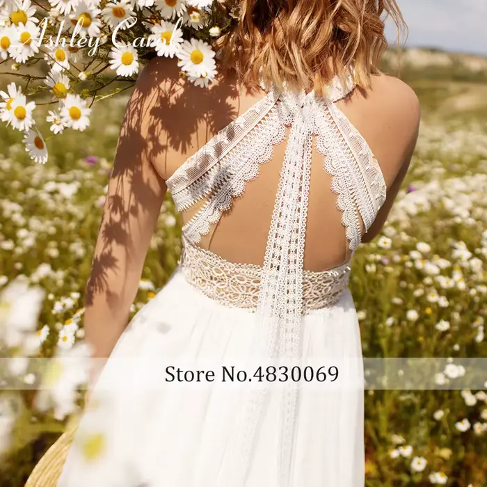 Ashley Carol-Robe de Mariée Trapèze en Dentelle pour Femme