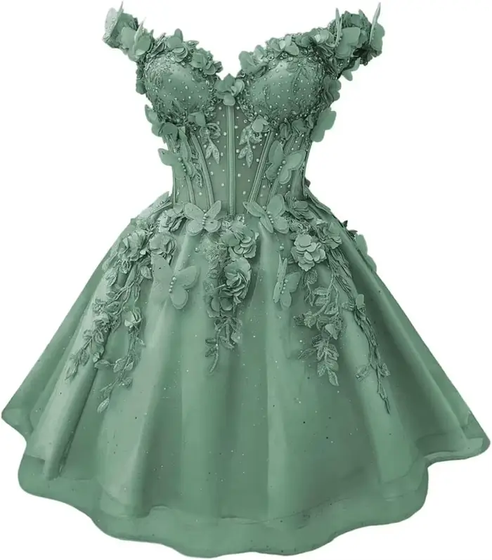 Robes de soirée courtes papillon 3D pour adolescents
