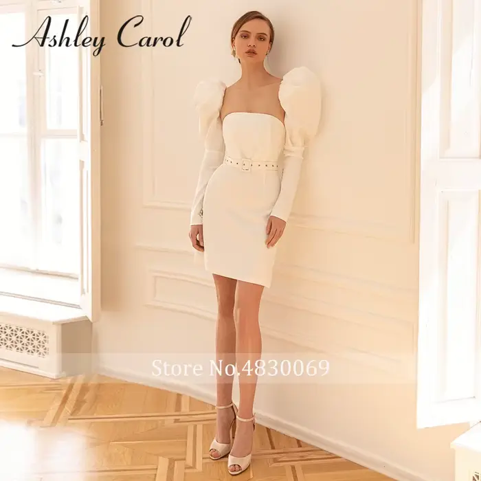 Ashley Carol-Robe de Mariée en Satin avec Manches sulf