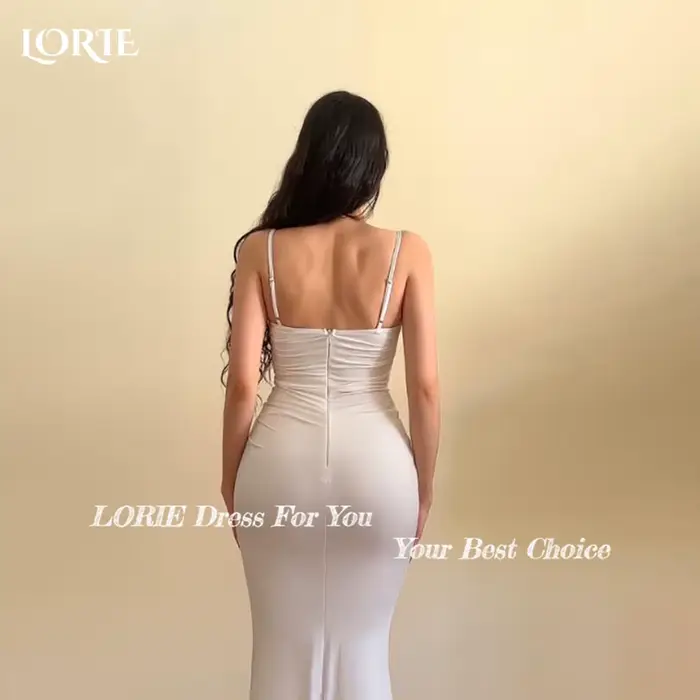 LORIE plage robes de mariée bretelles Spaghetti plis Bobycon sirène robe
