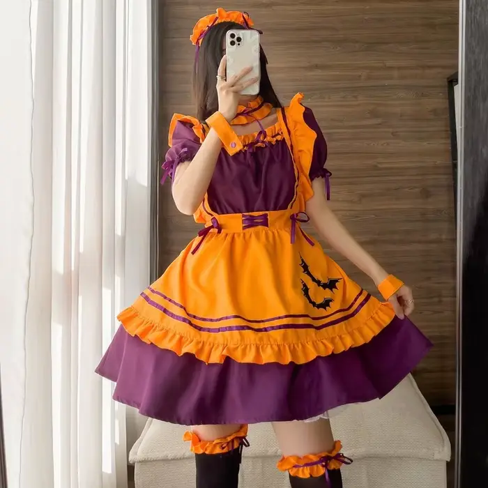 Robe de Demoiselle d'Honneur de Grande Taille, Costumes de Cosplay d'Halloween, Tablier pour Femme, 